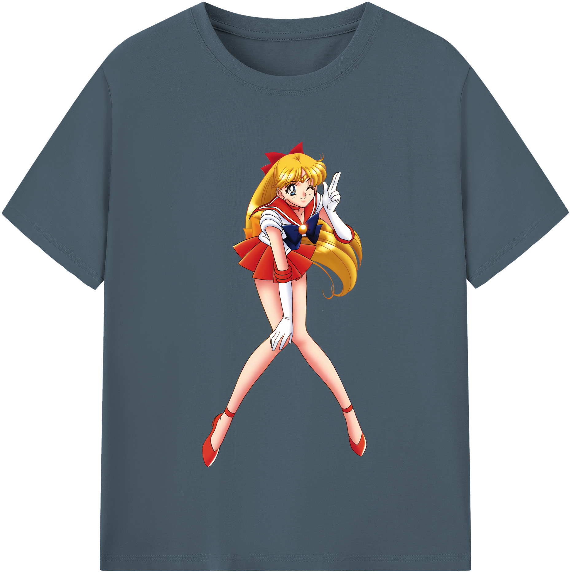 （画像用） 美少女戦士セーラームーン 愛野 美奈子 あいの みなこ Sailor Moon Aino Minako 綿100％半袖Tシャツ（フロントプリント）